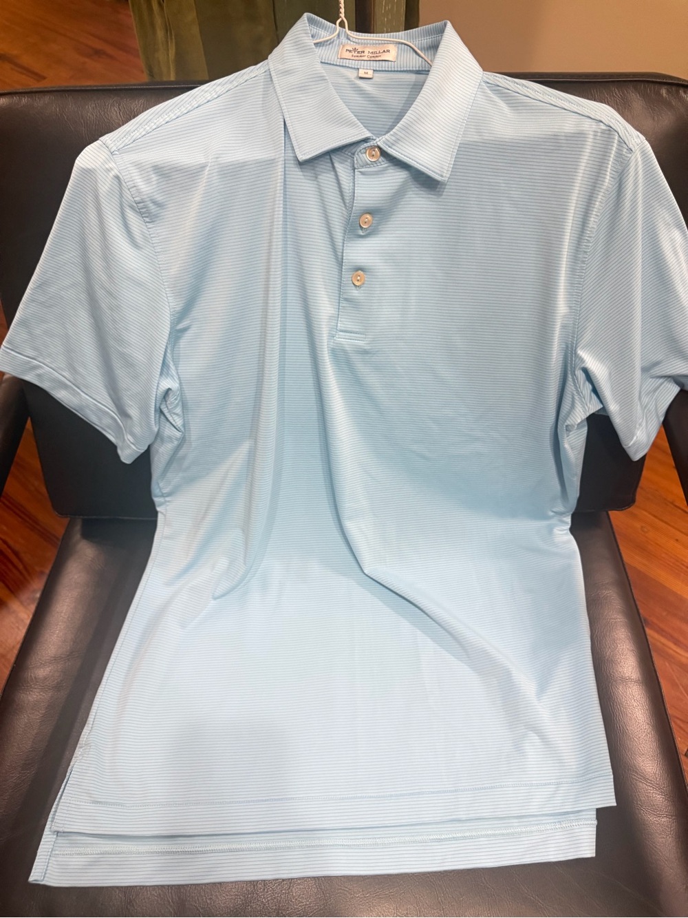 Peter Millar Pale Blue Micro-Striped Polo